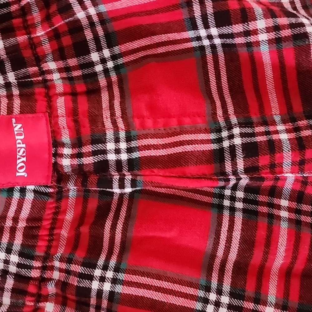 JOYSPUN Red Plaid Sleep Shorts 1X 16-18 Holiday Flannel Pajama Lounge Shorts - Picture 3 of 8